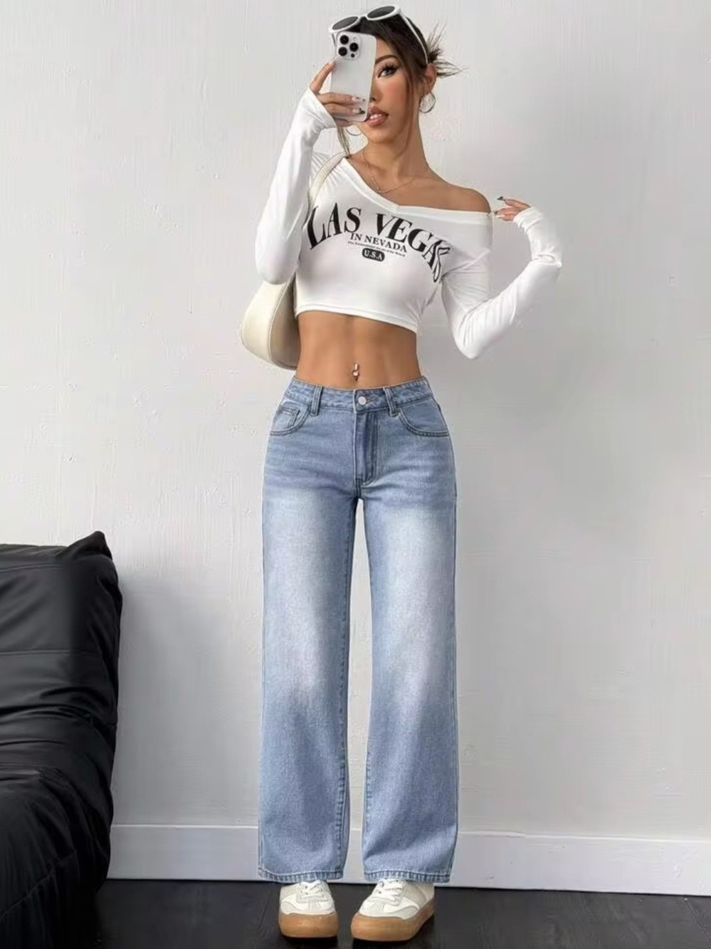 High-Rise Wide Leg Women’s Jeans - Light Blue